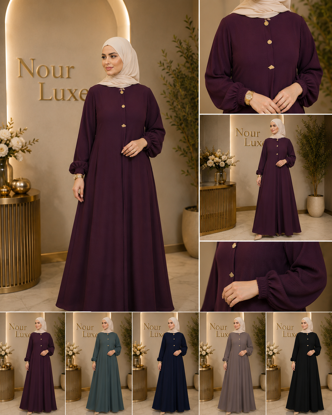 Elegant Pleated Sleeve Abaya
